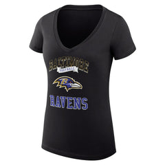 Baltimore Ravens G-III 4Her by Carl Banks Women's Super-Slim Fit Lightweight Team Logo Graphic V-Neck T-Shirt - Black T-shirts