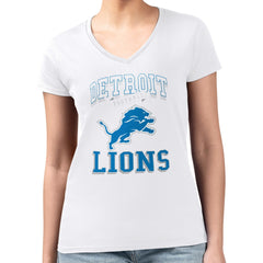 Detroit Lions G-III 4Her by Carl Banks Women's Super-Slim Fit Lightweight Team Logo Graphic V-Neck T-Shirt - White T-shirts