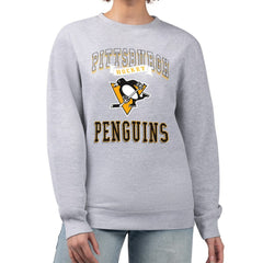 Pittsburgh Penguins G-III 4Her by Carl Banks Women's Team Logo Tri-Blend Fleece Pullover Sweatshirt - Heather Gray | US 201612627