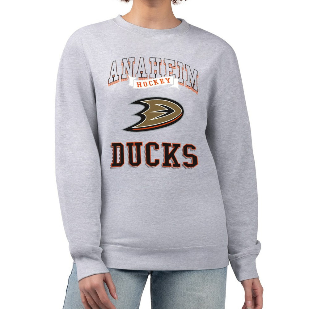 Anaheim Ducks G-III 4Her by Carl Banks Women's Team Logo Tri-Blend Fleece Pullover Sweatshirt - Heather Gray | US 201612634