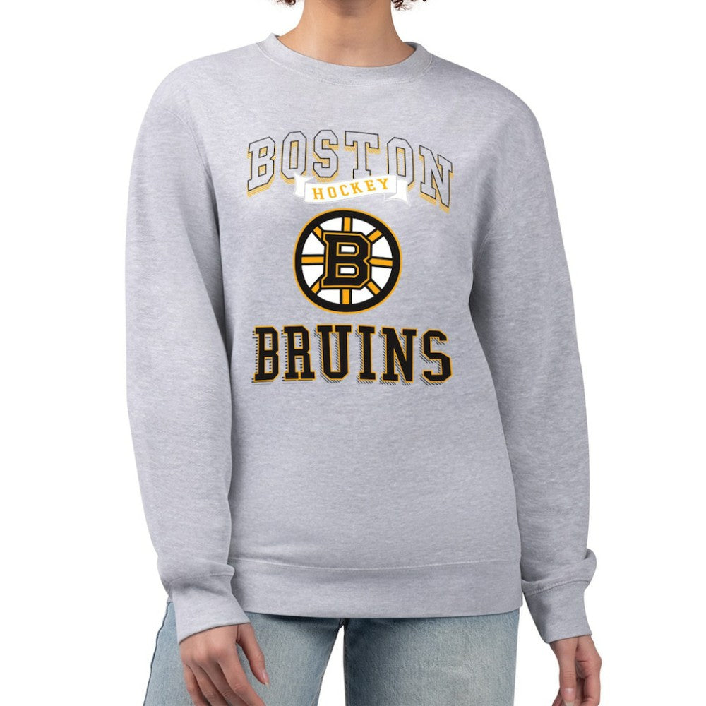 Boston Bruins G-III 4Her by Carl Banks Women's Team Logo Tri-Blend Fleece Pullover Sweatshirt - Heather Gray | US 201612635