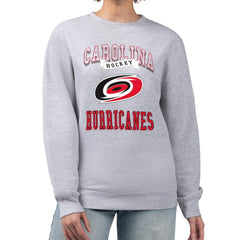 Carolina Hurricanes G-III 4Her by Carl Banks Women's Team Logo Tri-Blend Fleece Pullover Sweatshirt - Heather Gray | US 201612638
