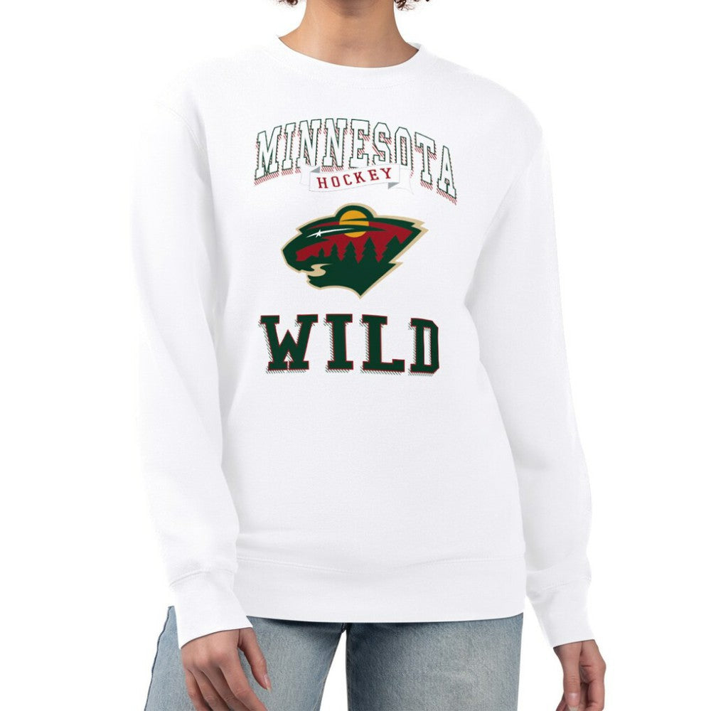 Minnesota Wild G-III 4Her by Carl Banks Women's Team Logo Tri-Blend Fleece Pullover Sweatshirt - White | US 201612650