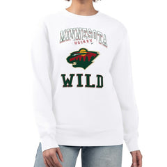 Minnesota Wild G-III 4Her by Carl Banks Women's Team Logo Tri-Blend Fleece Pullover Sweatshirt - White | US 201612650