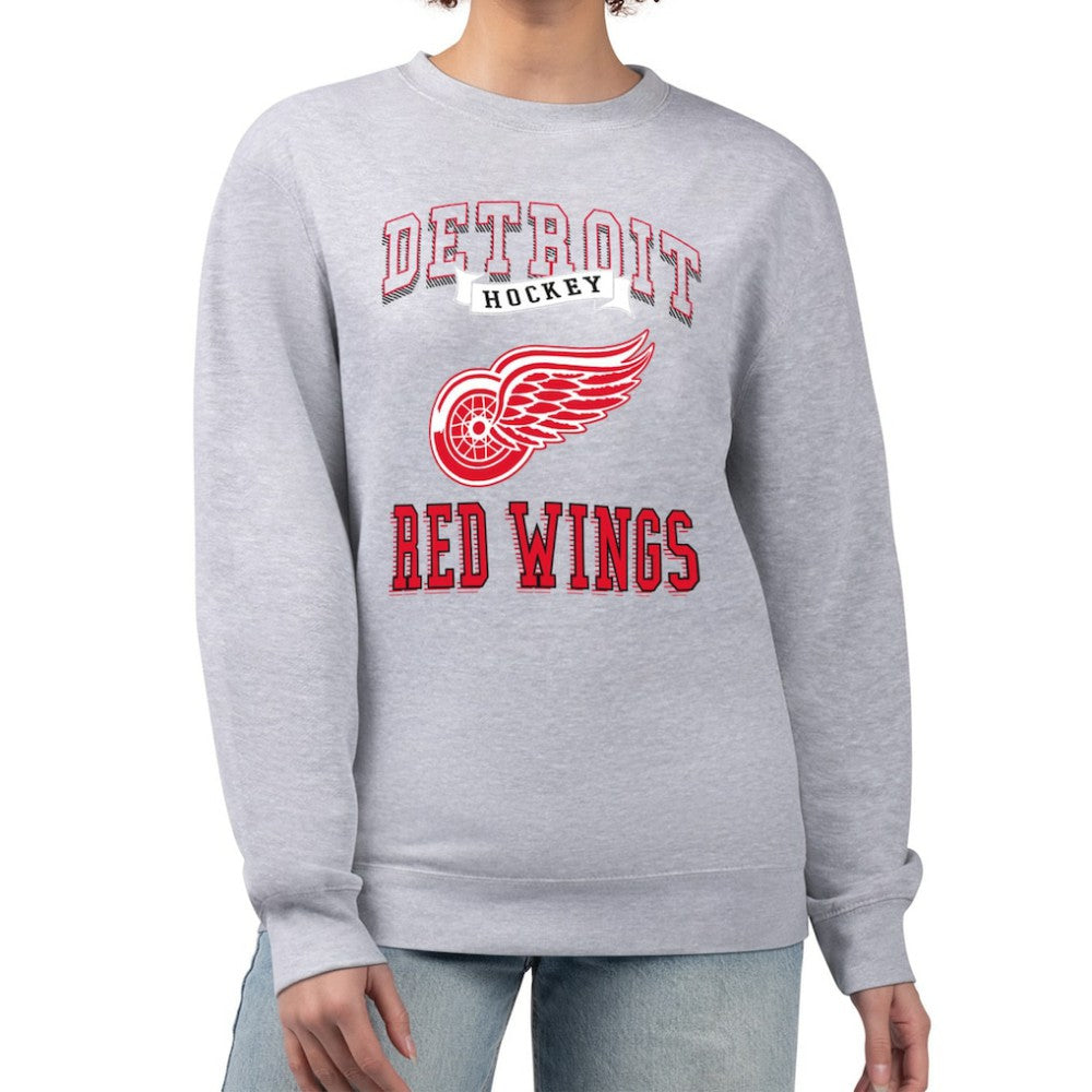 Detroit Red Wings G-III 4Her by Carl Banks Women's Team Logo Tri-Blend Fleece Pullover Sweatshirt - Heather Gray | US 201612651