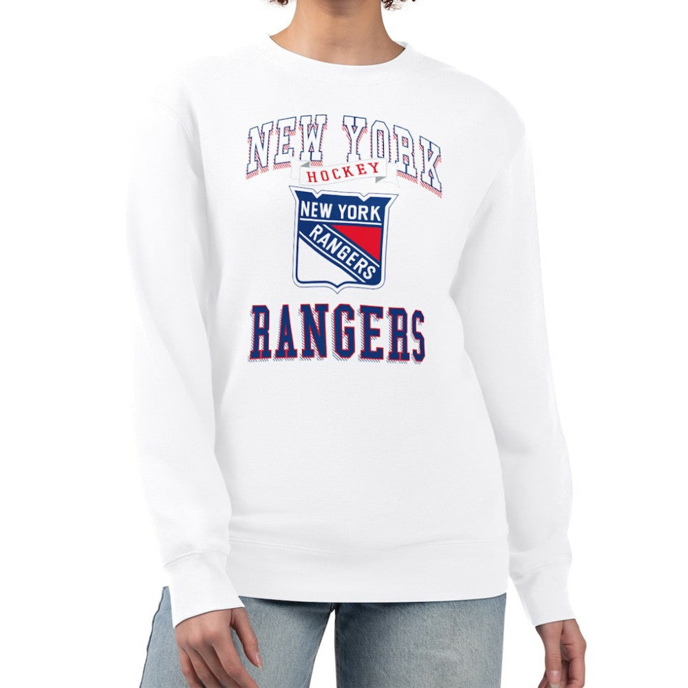New York Rangers G-III 4Her by Carl Banks Women's Team Logo Tri-Blend Fleece Pullover Sweatshirt - White | US 201612662