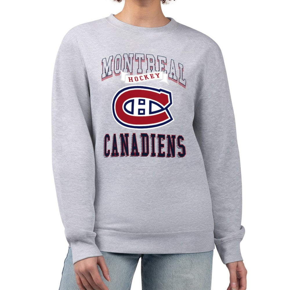 Montreal Canadiens G-III 4Her by Carl Banks Women's Team Logo Tri-Blend Fleece Pullover Sweatshirt - Heather Gray | US 201612670