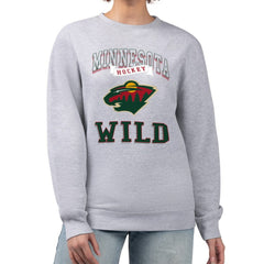 Minnesota Wild G-III 4Her by Carl Banks Women's Team Logo Tri-Blend Fleece Pullover Sweatshirt - Heather Gray | US 201612672