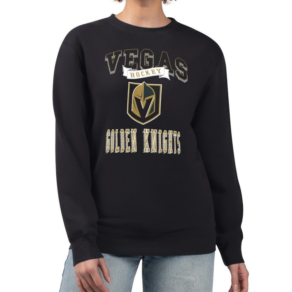 Vegas Golden Knights G-III 4Her by Carl Banks Women's Team Logo Tri-Blend Fleece Pullover Sweatshirt - Black | US 201612683
