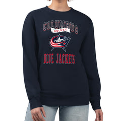 Columbus Blue Jackets G-III 4Her by Carl Banks Women's Team Logo Tri-Blend Fleece Pullover Sweatshirt - Navy | US 201612684