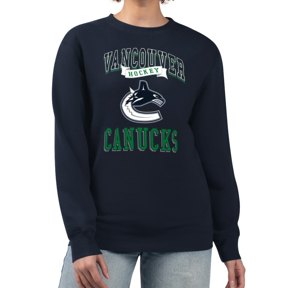 Vancouver Canucks G-III 4Her by Carl Banks Women's Team Logo Tri-Blend Fleece Pullover Sweatshirt - Navy | US 201612701