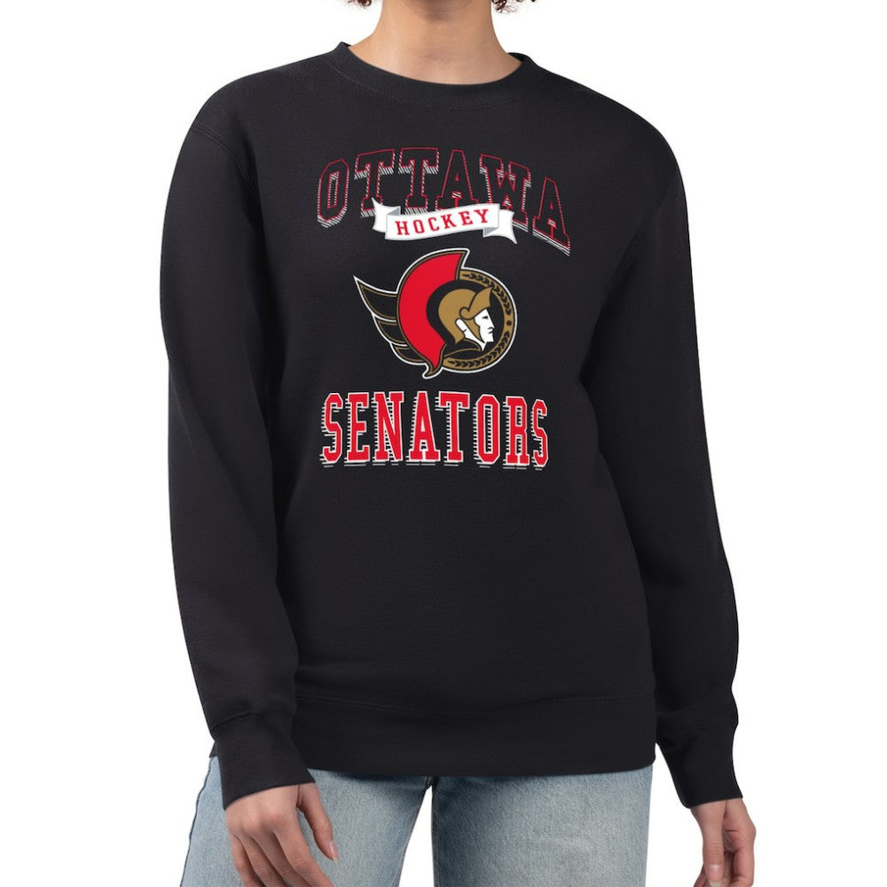 Ottawa Senators G-III 4Her by Carl Banks Women's Team Logo Tri-Blend Fleece Pullover Sweatshirt - Black | US 201612708