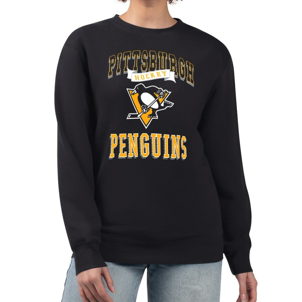 Pittsburgh Penguins G-III 4Her by Carl Banks Women's Team Logo Tri-Blend Fleece Pullover Sweatshirt - Black | US 201612715