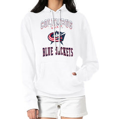 Columbus Blue Jackets G-III 4Her by Carl Banks Women's Team Logo Tri-Blend Fleece Pullover Hoodie - White | US 201612725