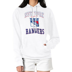 New York Rangers G-III 4Her by Carl Banks Women's Team Logo Tri-Blend Fleece Pullover Hoodie - White | US 201612742