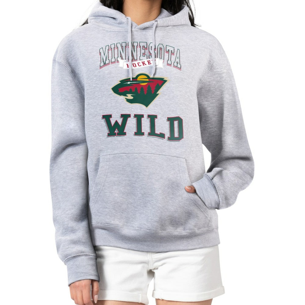 Minnesota Wild G-III 4Her by Carl Banks Women's Team Logo Tri-Blend Fleece Pullover Hoodie - Heather Gray | US 201612774