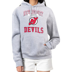 New Jersey Devils G-III 4Her by Carl Banks Women's Team Logo Tri-Blend Fleece Pullover Hoodie - Heather Gray | US 201612783