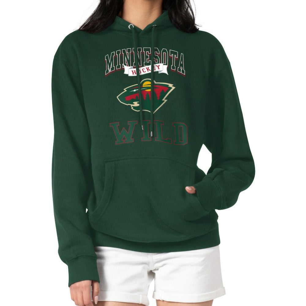 Minnesota Wild G-III 4Her by Carl Banks Women's Team Logo Tri-Blend Fleece Pullover Hoodie - Olive | US 201612818