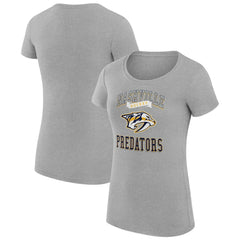 Nashville Predators G-III 4Her by Carl Banks Women's Super-Slim Fit Lightweight Team Logo Graphic T-Shirt - Heather Gray | US 201612841