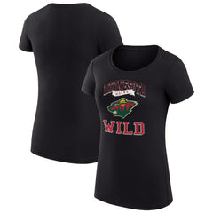 Minnesota Wild G-III 4Her by Carl Banks Women's Super-Slim Fit Lightweight Team Logo Graphic T-Shirt - Black | US 201612900