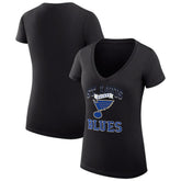 St. Louis Blues G-III 4Her by Carl Banks Women's Super-Slim Fit Lightweight Team Logo Graphic V-Neck T-Shirt - Black | US 201612940