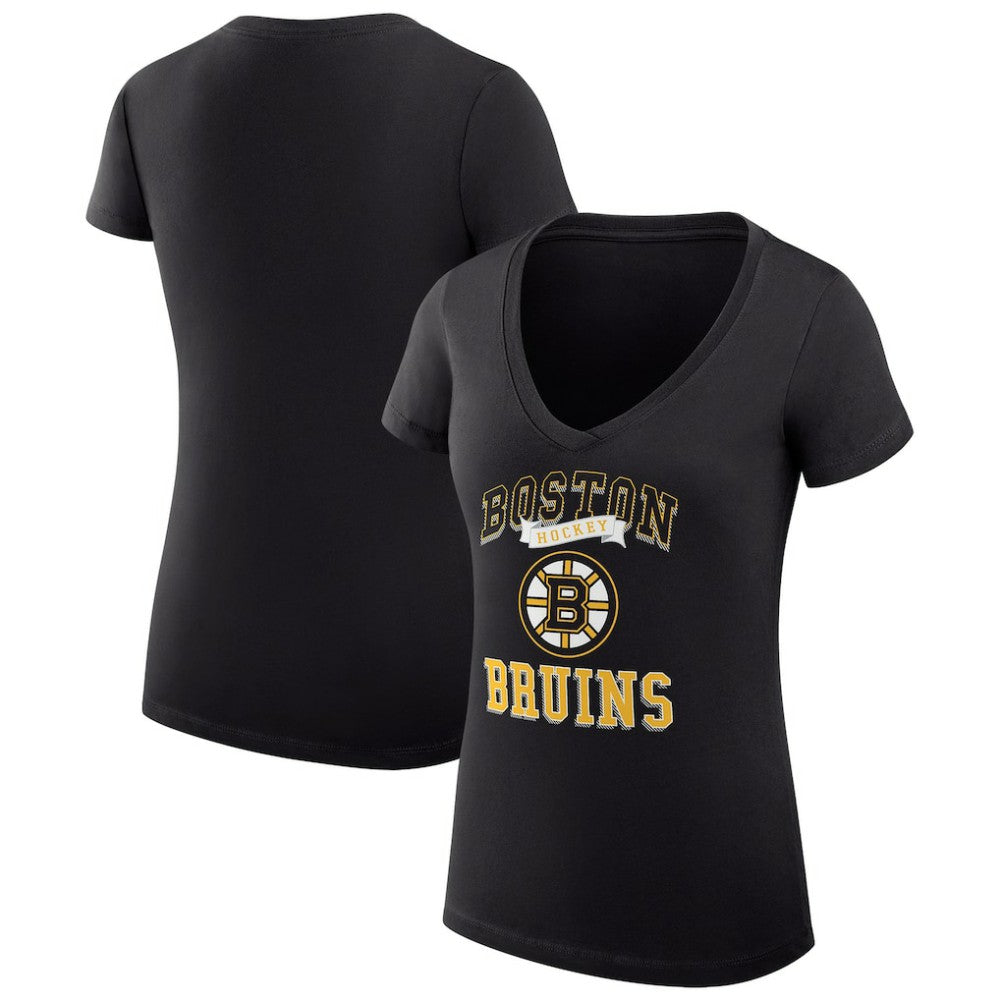 Boston Bruins G-III 4Her by Carl Banks Women's Super-Slim Fit Lightweight Team Logo Graphic V-Neck T-Shirt - Black | US 201612948