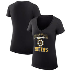 Boston Bruins G-III 4Her by Carl Banks Women's Super-Slim Fit Lightweight Team Logo Graphic V-Neck T-Shirt - Black | US 201612948