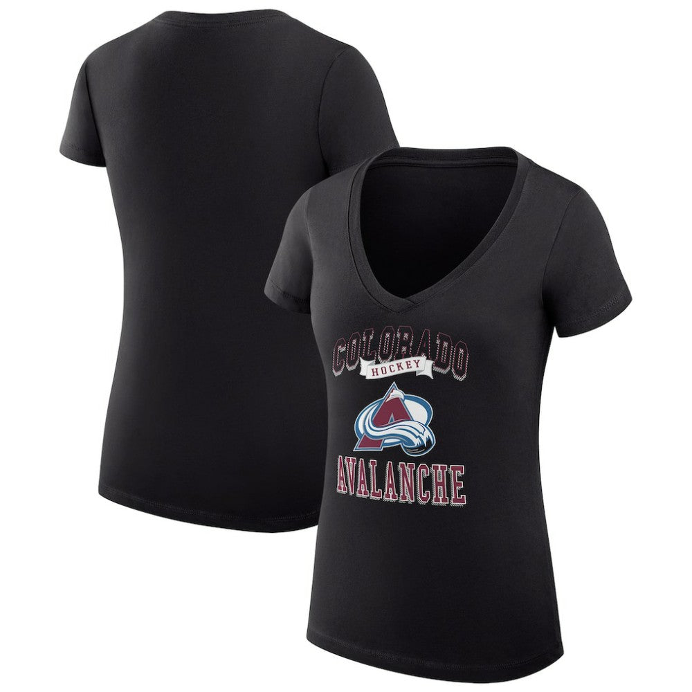 Colorado Avalanche G-III 4Her by Carl Banks Women's Super-Slim Fit Lightweight Team Logo Graphic V-Neck T-Shirt - Black | US 201612952