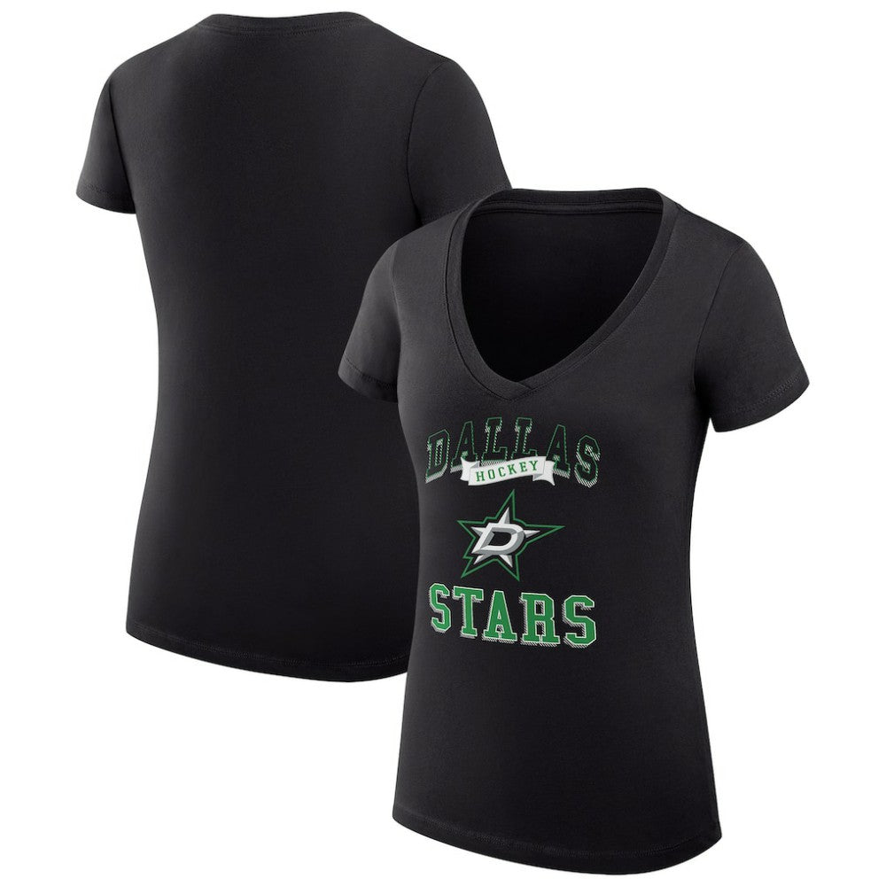 Dallas Stars G-III 4Her by Carl Banks Women's Super-Slim Fit Lightweight Team Logo Graphic V-Neck T-Shirt - Black | US 201612953