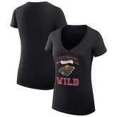 Minnesota Wild G-III 4Her by Carl Banks Women's Super-Slim Fit Lightweight Team Logo Graphic V-Neck T-Shirt - Black | US 201612956
