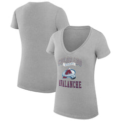 Colorado Avalanche G-III 4Her by Carl Banks Women's Super-Slim Fit Lightweight Team Logo Graphic V-Neck T-Shirt - Heather Gray | US 201612973