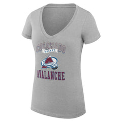Colorado Avalanche G-III 4Her by Carl Banks Women's Super-Slim Fit Lightweight Team Logo Graphic V-Neck T-Shirt - Heather Gray | US 201612973