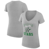 Dallas Stars G-III 4Her by Carl Banks Women's Super-Slim Fit Lightweight Team Logo Graphic V-Neck T-Shirt - Heather Gray | US 201612975