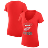Detroit Red Wings G-III 4Her by Carl Banks Women's Super-Slim Fit Lightweight Team Logo Graphic V-Neck T-Shirt - Red | US 201612981