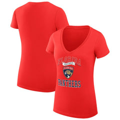 Florida Panthers G-III 4Her by Carl Banks Women's Super-Slim Fit Lightweight Team Logo Graphic V-Neck T-Shirt - Red | US 201612983