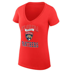Florida Panthers G-III 4Her by Carl Banks Women's Super-Slim Fit Lightweight Team Logo Graphic V-Neck T-Shirt - Red | US 201612983