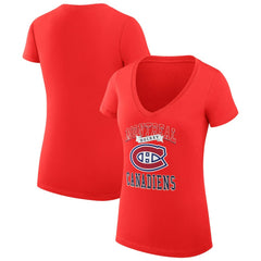 Montreal Canadiens G-III 4Her by Carl Banks Women's Super-Slim Fit Lightweight Team Logo Graphic V-Neck T-Shirt - Red | US 201612985