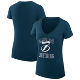 Tampa Bay Lightning G-III 4Her by Carl Banks Women's Super-Slim Fit Lightweight Team Logo Graphic V-Neck T-Shirt - Navy | US 201612993