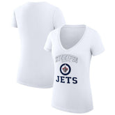 Winnipeg Jets G-III 4Her by Carl Banks Women's Super-Slim Fit Lightweight Team Logo Graphic V-Neck T-Shirt - White | US 201612996