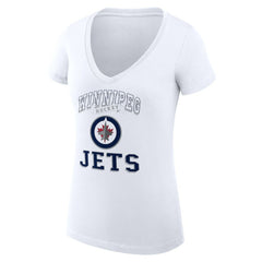 Winnipeg Jets G-III 4Her by Carl Banks Women's Super-Slim Fit Lightweight Team Logo Graphic V-Neck T-Shirt - White | US 201612996