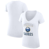 Buffalo Sabres G-III 4Her by Carl Banks Women's Super-Slim Fit Lightweight Team Logo Graphic V-Neck T-Shirt - White | US 201612998