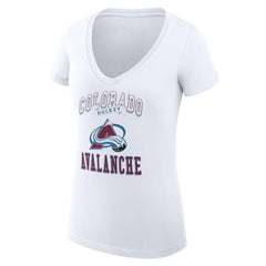 Colorado Avalanche G-III 4Her by Carl Banks Women's Super-Slim Fit Lightweight Team Logo Graphic V-Neck T-Shirt - White | US 201613005
