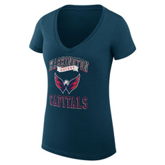 Washington Capitals G-III 4Her by Carl Banks Women's Super-Slim Fit Lightweight Team Logo Graphic V-Neck T-Shirt - Navy | US 201613007