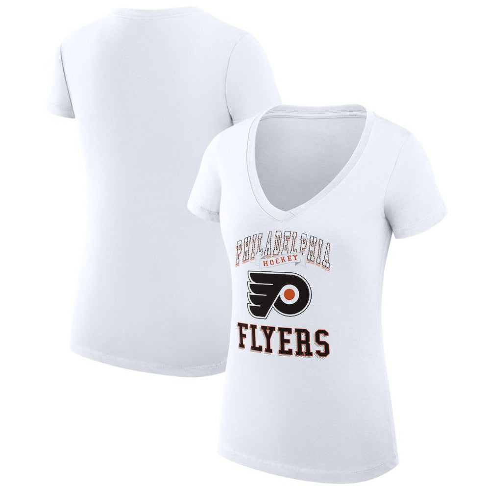 Philadelphia Flyers G-III 4Her by Carl Banks Women's Super-Slim Fit Lightweight Team Logo Graphic V-Neck T-Shirt - White | US 201613013