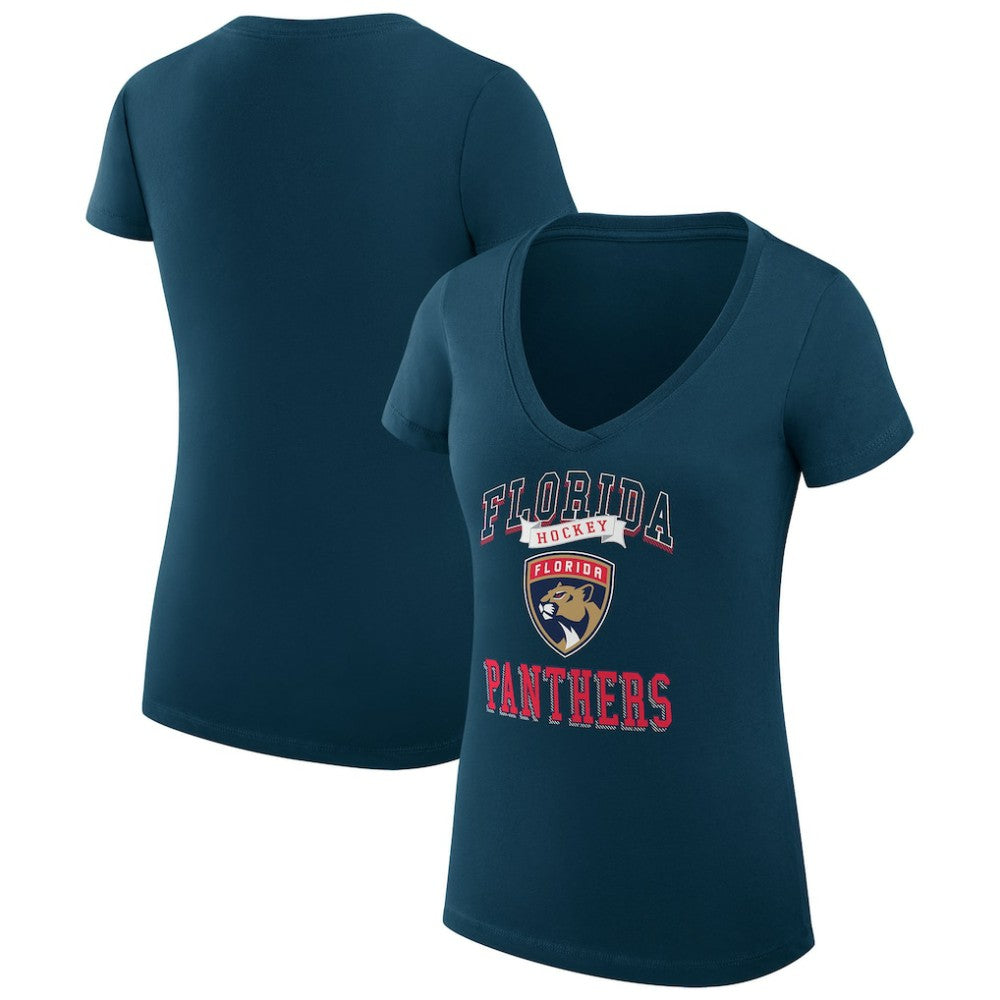 Florida Panthers G-III 4Her by Carl Banks Women's Super-Slim Fit Lightweight Team Logo Graphic V-Neck T-Shirt - Navy | US 201613023