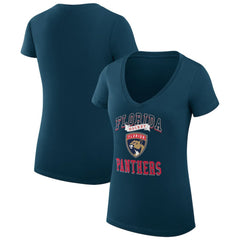 Florida Panthers G-III 4Her by Carl Banks Women's Super-Slim Fit Lightweight Team Logo Graphic V-Neck T-Shirt - Navy | US 201613023