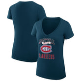 Montreal Canadiens G-III 4Her by Carl Banks Women's Super-Slim Fit Lightweight Team Logo Graphic V-Neck T-Shirt - Navy | US 201613027