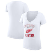 Detroit Red Wings G-III 4Her by Carl Banks Women's Super-Slim Fit Lightweight Team Logo Graphic V-Neck T-Shirt - White | US 201613028