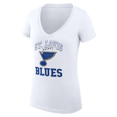 St. Louis Blues G-III 4Her by Carl Banks Women's Super-Slim Fit Lightweight Team Logo Graphic V-Neck T-Shirt - White | US 201613029