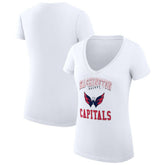 Washington Capitals G-III 4Her by Carl Banks Women's Super-Slim Fit Lightweight Team Logo Graphic V-Neck T-Shirt - White | US 201613039